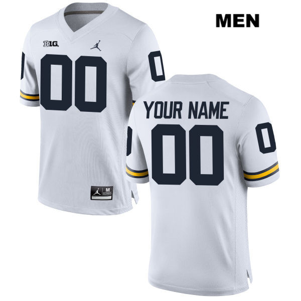 Men's NCAA Michigan Wolverines Custom #00 White Jordan Brand Authentic Stitched Football College Jersey KC25X42RC
